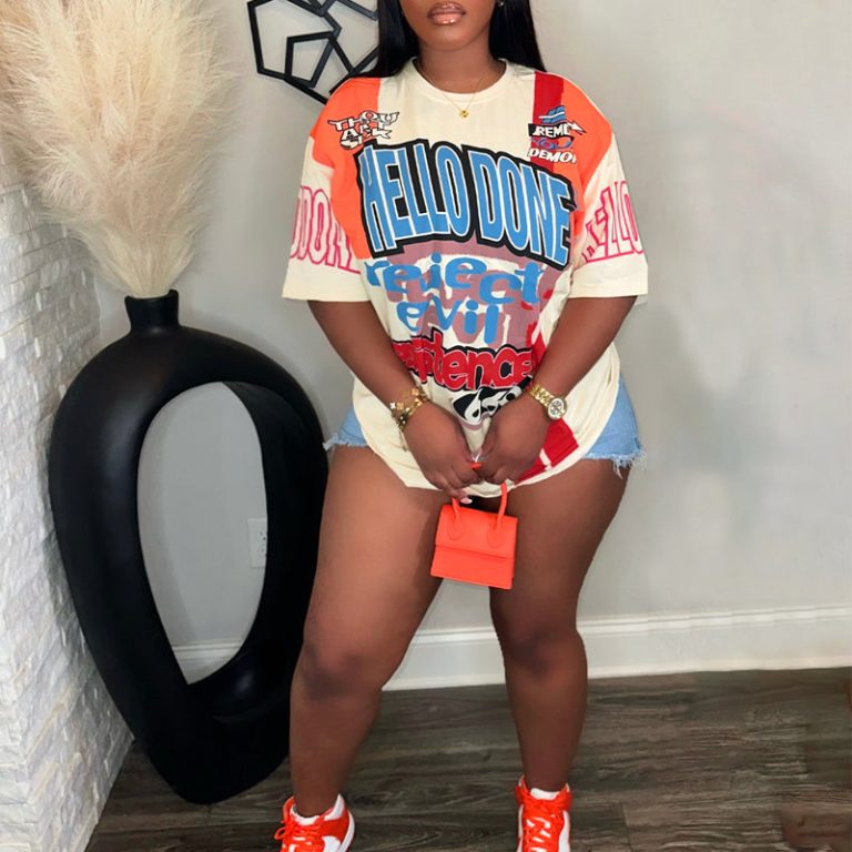 Multicolor Lettering Short-sleeved T-shirt(TW462)Multicolor Lettering Short-sleeved T-shirt(TW462)